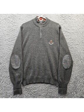 Johnstons of Elgin Vintage Sweater 1/4 Zip Large Carnoustie Golf Links *Holes